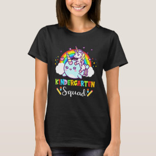 Unicorn Riding Narwhal Kindergarten Squad Back to T-Shirt