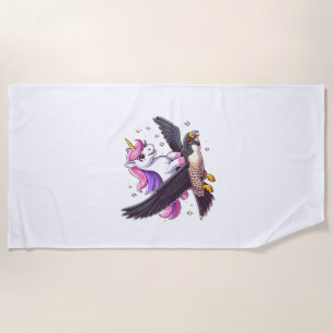 Unicorn Riding Peregrine Falcon Boy Girls Men Wome Beach Towel