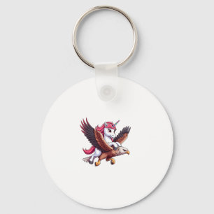Unicorn Riding Red-tailed Hawk Boys Girls Men Wome Key Ring