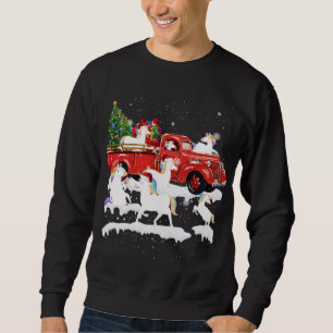 Unicorn Riding Red Truck Merry Christmas X-mas Ugl Sweatshirt