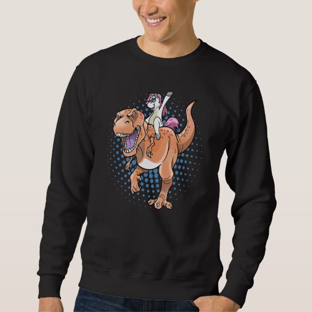 Unicorn Riding Rex Dinosaur Sweatshirt (Front)