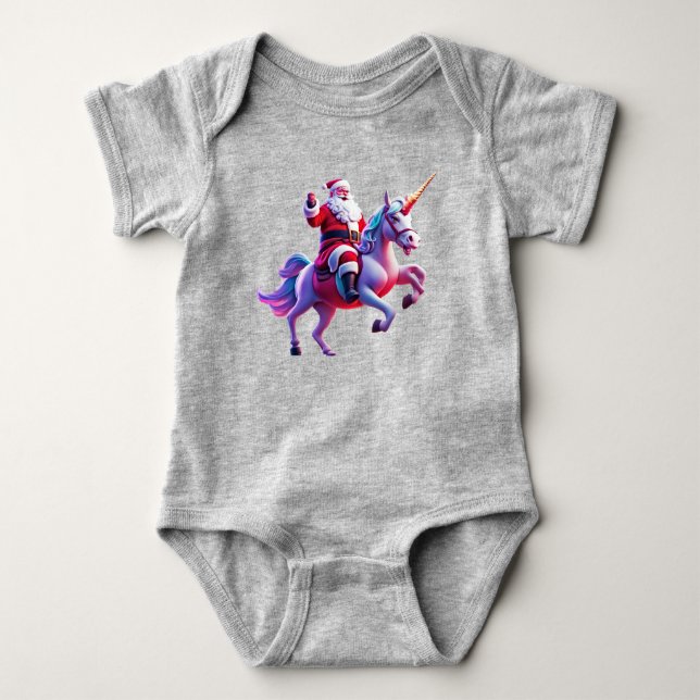 Unicorn Riding Santa Baby Bodysuit (Front)