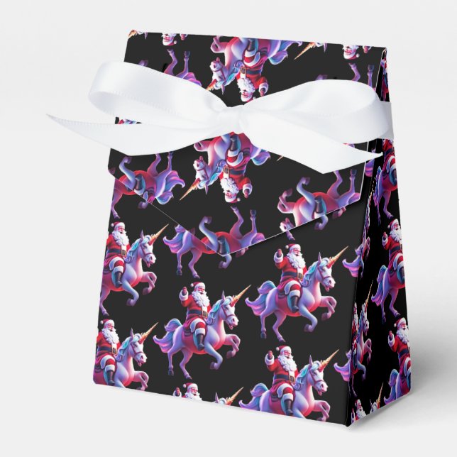 Unicorn Riding Santa Favour Box (Front Side)