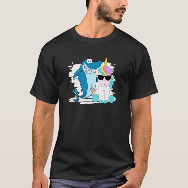 Unicorn Riding Shark Cool Tee (Front)