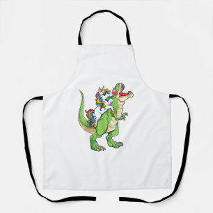 Unicorn Riding T rex Dinosaur Boys Girls Men Women Apron