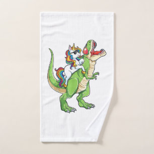 Unicorn Riding T rex Dinosaur Boys Girls Men Women Hand Towel