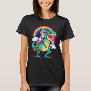 Unicorn Riding T rex Dinosaur Boys Girls Men Women T-Shirt