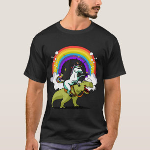 Unicorn Riding T-Rex Dinosaur T-Shirt