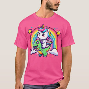 Unicorn Riding T-Rex Dinosaur T-Shirt