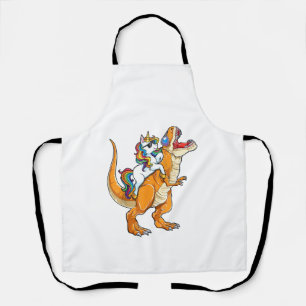 Unicorn Riding T rex Men Women Dinosaur Funny Boys Apron
