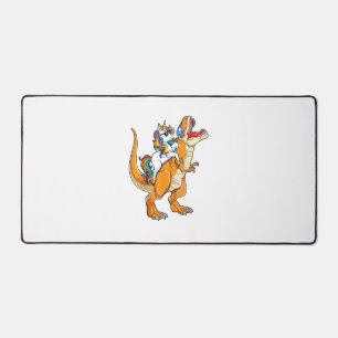 Unicorn Riding T rex Men Women Dinosaur Funny Boys Desk Mat