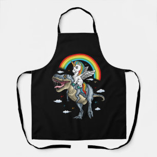 Unicorn Riding Trex Dinosaur Momicorn Rainbow For  Apron