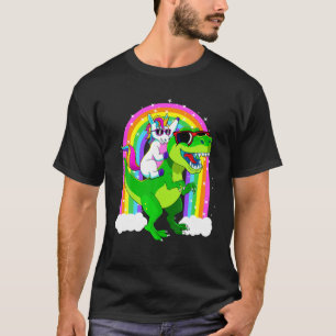 Unicorn Riding Trex Dinosaur T Rex Girls Boys Kids T-Shirt