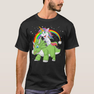 unicorn riding triceratops T-Shirt