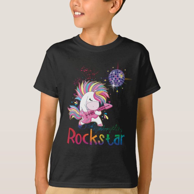 Unicorn Rock star Guitar Rockin' Music Singer T-Shirt (Front)