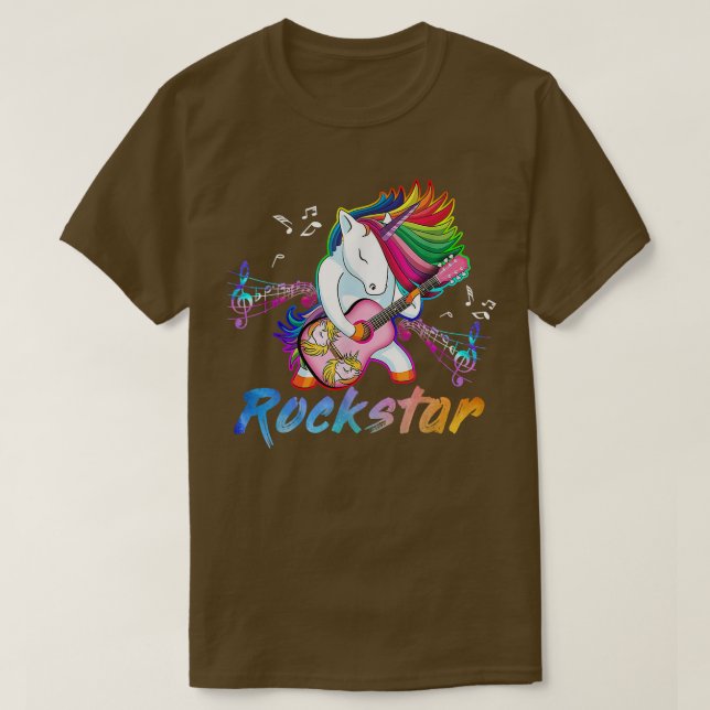 Unicorn Rock star Guitar Rockin' music singer  T-Shirt (Design Front)