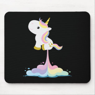 Unicorn Rocket Rainbow Clouds Mouse Pad