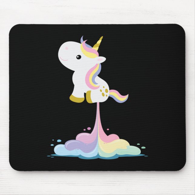 Unicorn Rocket Rainbow Clouds  Mouse Pad (Front)