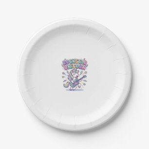 Unicorn Rockstar Unicorn Charming Apparel Graphic_ Paper Plate