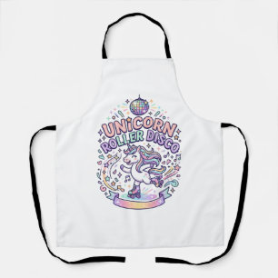 Unicorn Roller Disco Graphic Design T-Shirt Design Apron