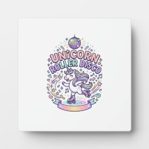Unicorn Roller Disco Graphic Design T-Shirt Design Plaque