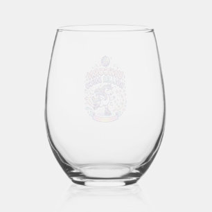 Unicorn Roller Disco Graphic Design T-Shirt Design Stemless Wine Glass