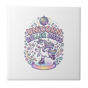 Unicorn Roller Disco Graphic Design T-Shirt Design Tile