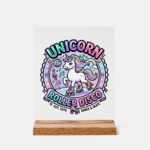 Unicorn Roller Disco POD Ready Marketplace Artwork Acrylic Sign