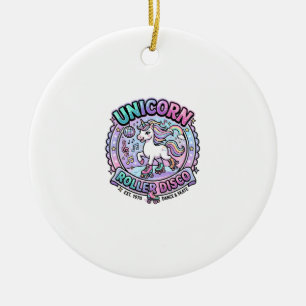 Unicorn Roller Disco POD Ready Marketplace Artwork Ceramic Tree Decoration