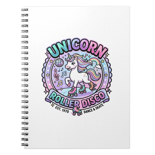 Unicorn Roller Disco POD Ready Marketplace Artwork Notebook (Front)