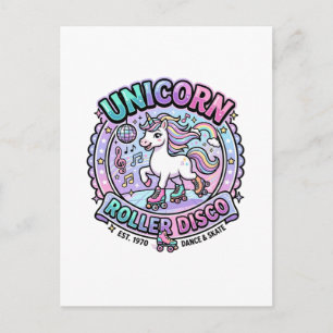 Unicorn Roller Disco POD Ready Marketplace Artwork Postcard