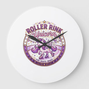 Unicorn Roller Rink Unicorn POD Ready Merch Design Large Clock