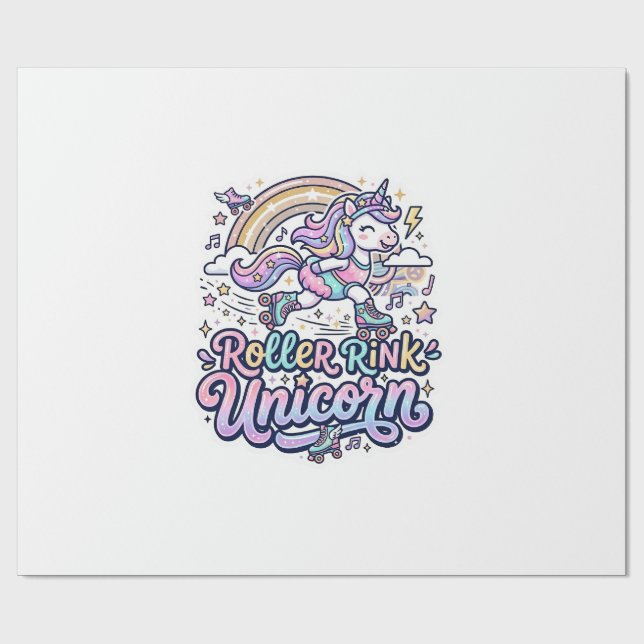 Unicorn Roller Rink Unicorn Premium Vector Sticker Wrapping Paper (Flat)