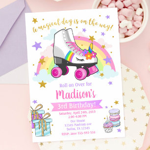 Unicorn Roller Skate Birthday Invitation