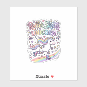 Unicorn Roller Skates Unicorn Playful Sticker and 
