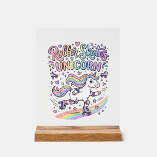 Unicorn Roller Skates Unicorn Playful Sticker and Acrylic Sign