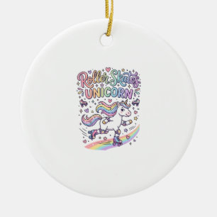 Unicorn Roller Skates Unicorn Playful Sticker and Ceramic Tree Decoration