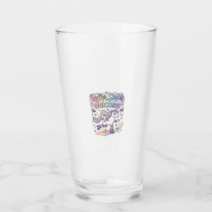 Unicorn Roller Skates Unicorn Playful Sticker and Glass