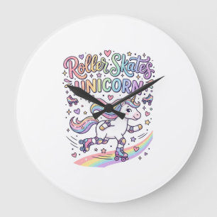 Unicorn Roller Skates Unicorn Playful Sticker and  Large Clock