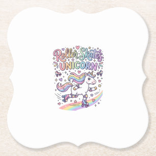Unicorn Roller Skates Unicorn Playful Sticker and Paper Coaster