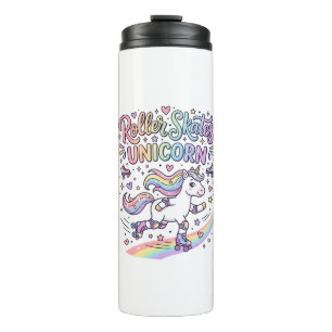 Unicorn Roller Skates Unicorn Playful Sticker and Thermal Tumbler