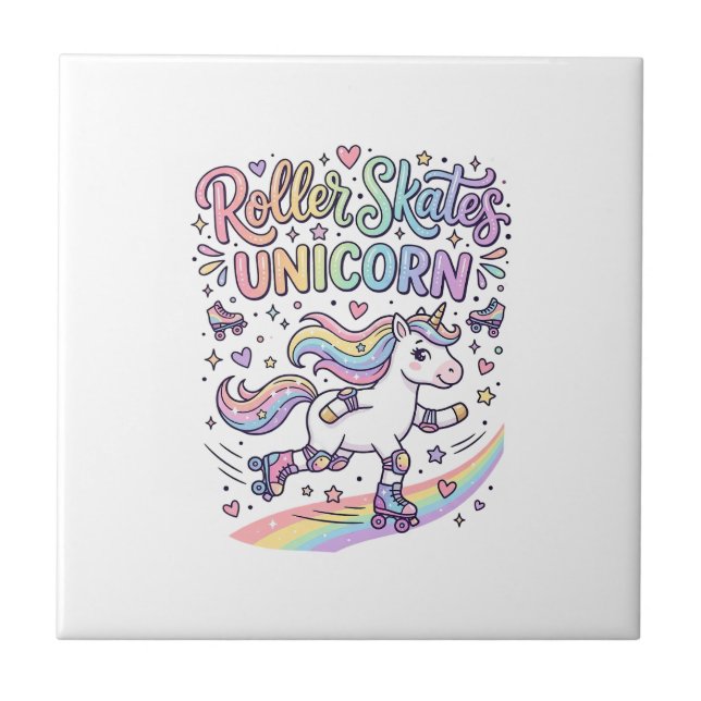 Unicorn Roller Skates Unicorn Playful Sticker and  Tile (Front)