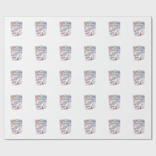 Unicorn Roller Skates Unicorn Playful Sticker and  Wrapping Paper