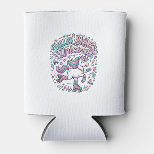 Unicorn Roller Skates Unicorn Retro Style Graphic  Can Cooler