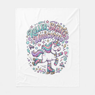 Unicorn Roller Skates Unicorn Retro Style Graphic  Fleece Blanket