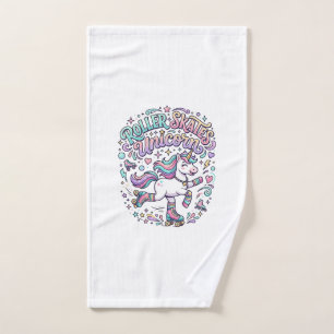 Unicorn Roller Skates Unicorn Retro Style Graphic Hand Towel