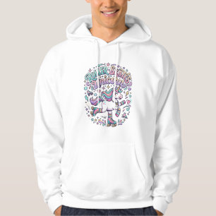 Unicorn Roller Skates Unicorn Retro Style Graphic  Hoodie