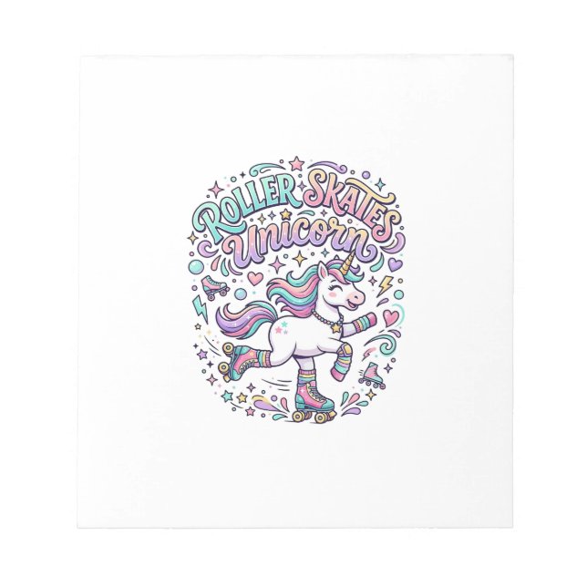 Unicorn Roller Skates Unicorn Retro Style Graphic  Notepad (Front)