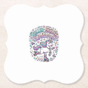 Unicorn Roller Skates Unicorn Retro Style Graphic Paper Coaster