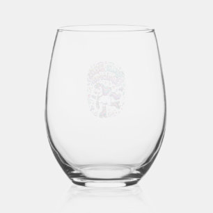 Unicorn Roller Skates Unicorn Retro Style Graphic Stemless Wine Glass